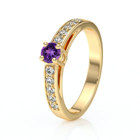 Solitaire accompagné améthyste et diamant Pluie d’étoiles - 3