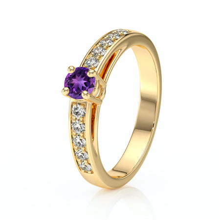 Solitaire accompagné améthyste et diamant Pluie d’étoiles - 3