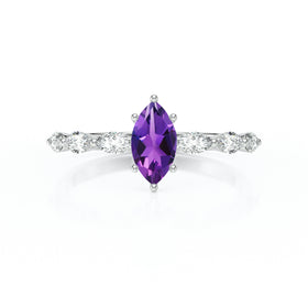 Solitaire accompagné améthyste diamant Solstice - 1