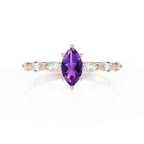 Solitaire accompagné améthyste diamant Solstice - 1