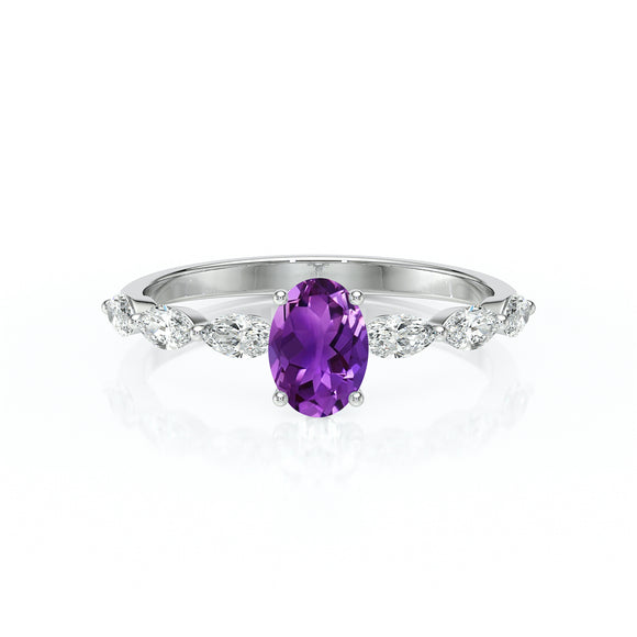 Solitaire accompagné améthyste diamant Solstice - 2