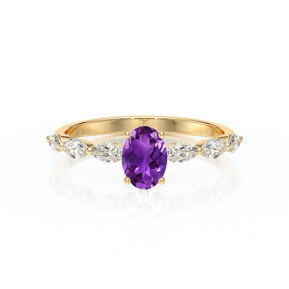Solitaire accompagné améthyste diamant Solstice - 2
