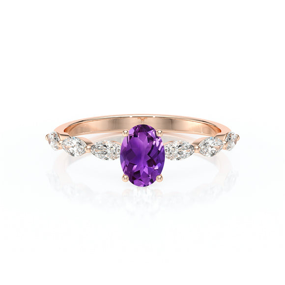 Solitaire accompagné améthyste diamant Solstice - 2
