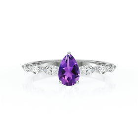 Solitaire accompagné améthyste diamant Solstice - 3