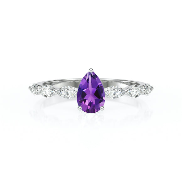 Solitaire accompagné améthyste diamant Solstice - 3