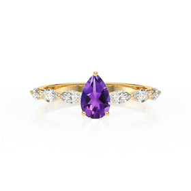 Solitaire accompagné améthyste diamant Solstice - 3