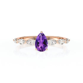 Solitaire accompagné améthyste diamant Solstice - 3