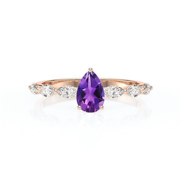 Solitaire accompagné améthyste diamant Solstice - 3