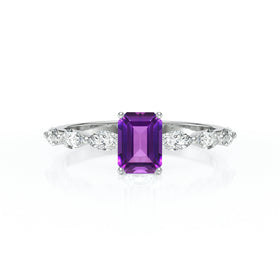 Solitaire accompagné améthyste diamant Solstice - 4