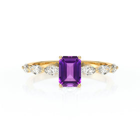 Solitaire accompagné améthyste diamant Solstice - 4