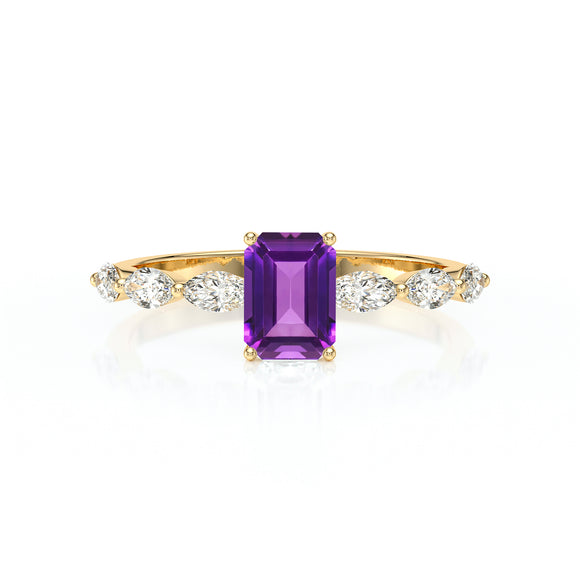 Solitaire accompagné améthyste diamant Solstice - 4