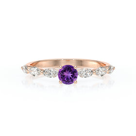 Solitaire accompagné améthyste diamant Solstice - 5