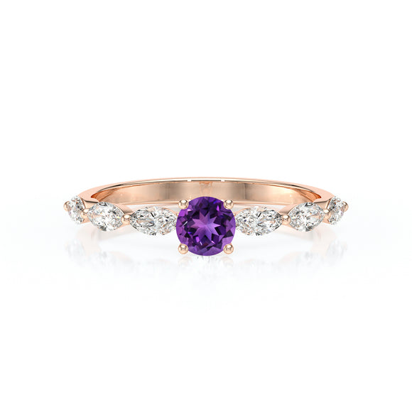 Solitaire accompagné améthyste diamant Solstice - 5
