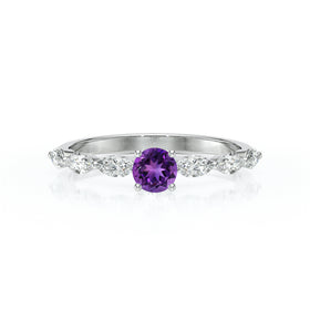 Solitaire accompagné améthyste diamant Solstice - 5