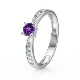 Solitaire accompagné améthyste et diamant Destinée - 1
