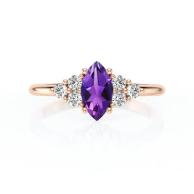 Solitaire accompagné améthyste et diamant Divine Idylle - 11