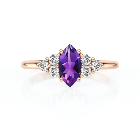 Solitaire accompagné améthyste et diamant Divine Idylle - 11