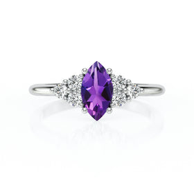 Solitaire accompagné améthyste et diamant Divine Idylle - 11