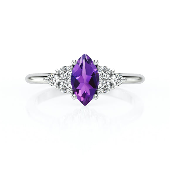 Solitaire accompagné améthyste et diamant Divine Idylle - 11