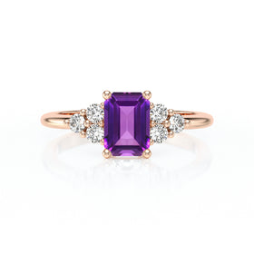 Solitaire accompagné améthyste et diamant Divine Idylle - 12
