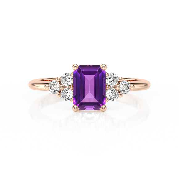 Solitaire accompagné améthyste et diamant Divine Idylle - 12