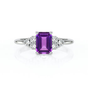 Solitaire accompagné améthyste et diamant Divine Idylle - 12