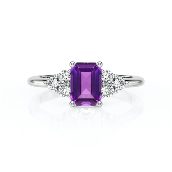 Solitaire accompagné améthyste et diamant Divine Idylle - 12