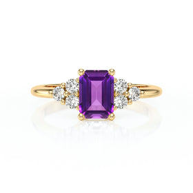 Solitaire accompagné améthyste et diamant Divine Idylle - 12