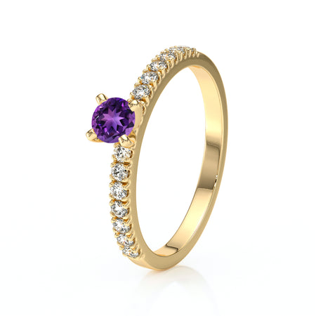 Solitaire accompagné améthyste et diamant Divine Idylle - 1
