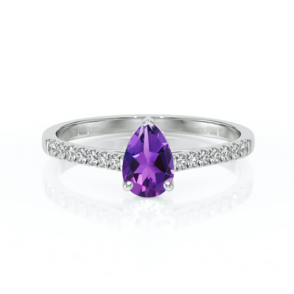 Solitaire accompagné améthyste et diamant Divine Idylle - 2