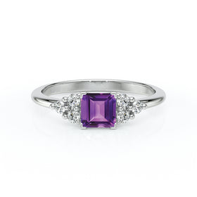 Solitaire accompagné améthyste et diamant Divine Idylle - 25