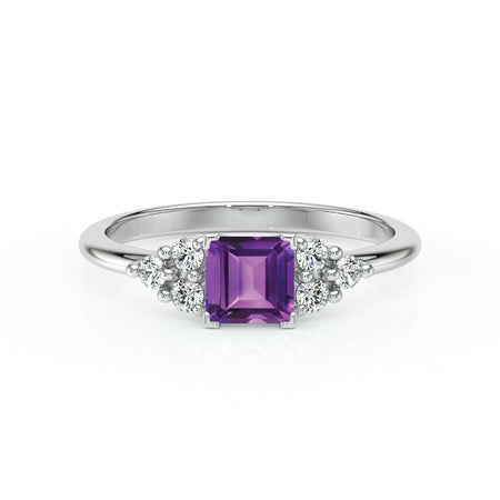 Solitaire accompagné améthyste et diamant Divine Idylle - 25