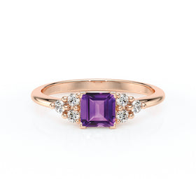Solitaire accompagné améthyste et diamant Divine Idylle - 25