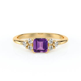 Solitaire accompagné améthyste et diamant Divine Idylle - 25