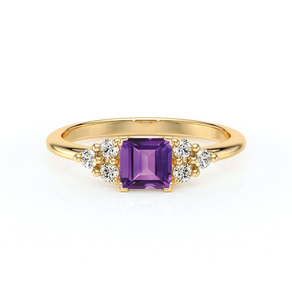 Solitaire accompagné améthyste et diamant Divine Idylle - 25