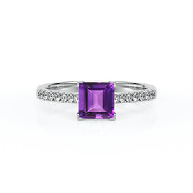 Solitaire accompagné améthyste et diamant Divine Idylle - 27