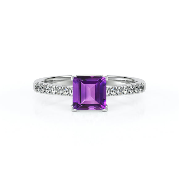 Solitaire accompagné améthyste et diamant Divine Idylle - 27