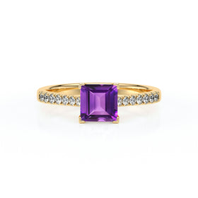 Solitaire accompagné améthyste et diamant Divine Idylle - 27