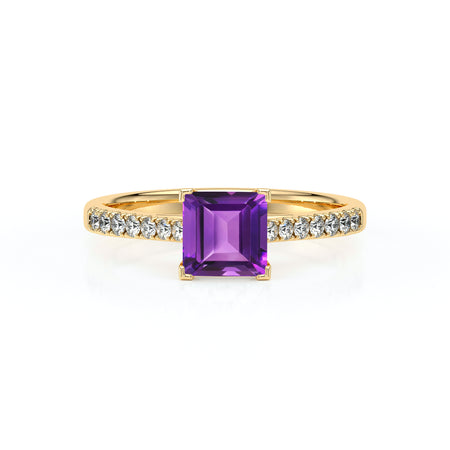Solitaire accompagné améthyste et diamant Divine Idylle - 27
