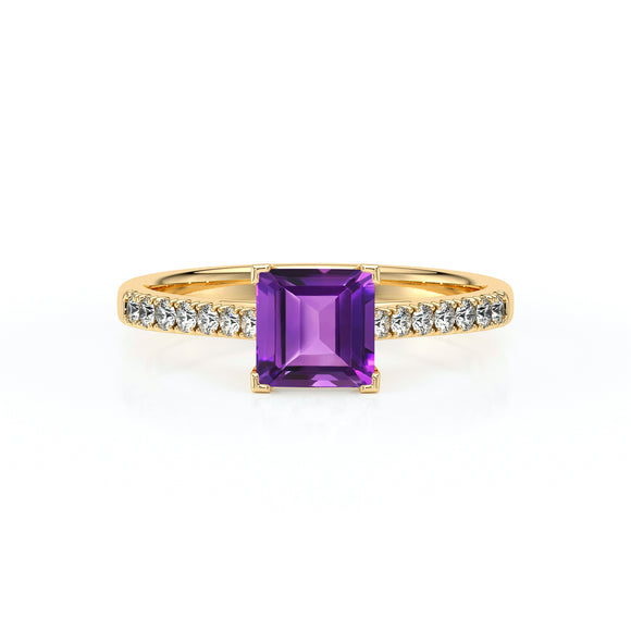 Solitaire accompagné améthyste et diamant Divine Idylle - 27