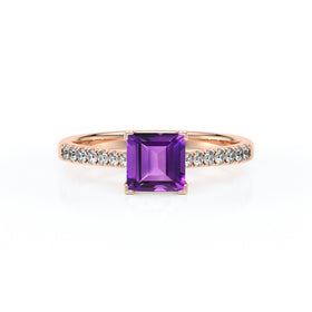 Solitaire accompagné améthyste et diamant Divine Idylle - 27
