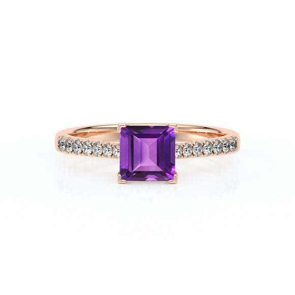 Solitaire accompagné améthyste et diamant Divine Idylle - 27