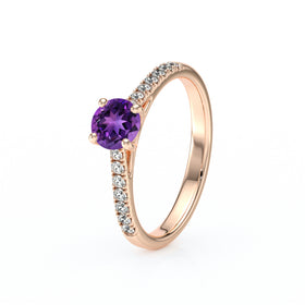 Solitaire accompagné améthyste et diamant Pluie d’étoiles - 19