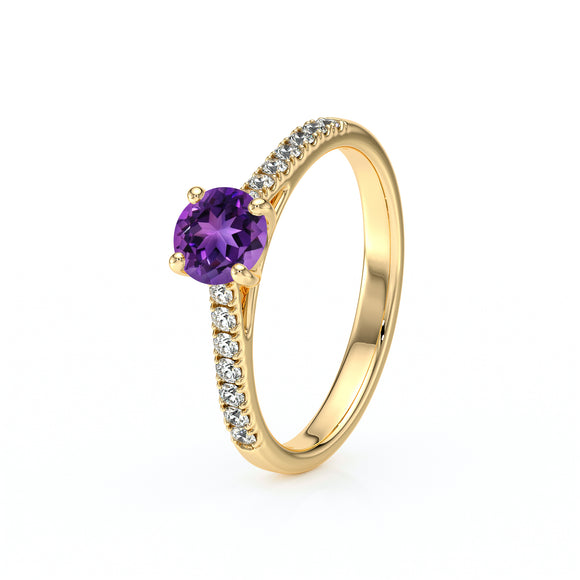 Solitaire accompagné améthyste et diamant Pluie d’étoiles - 19