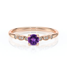 Solitaire accompagné améthyste et diamant Pluie d’étoiles - 9