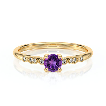 Solitaire accompagné améthyste et diamant Pluie d’étoiles - 9