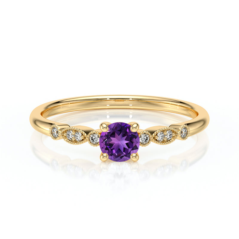 Solitaire accompagné améthyste et diamant Pluie d’étoiles - 9