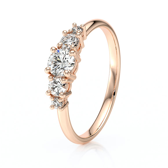 Solitaire accompagné diamant Coucher de Soleil - 7