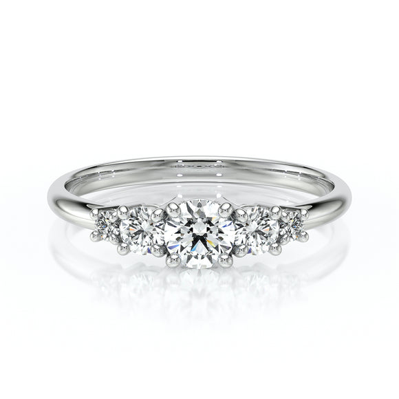 Solitaire accompagné diamant Coucher de Soleil - 7