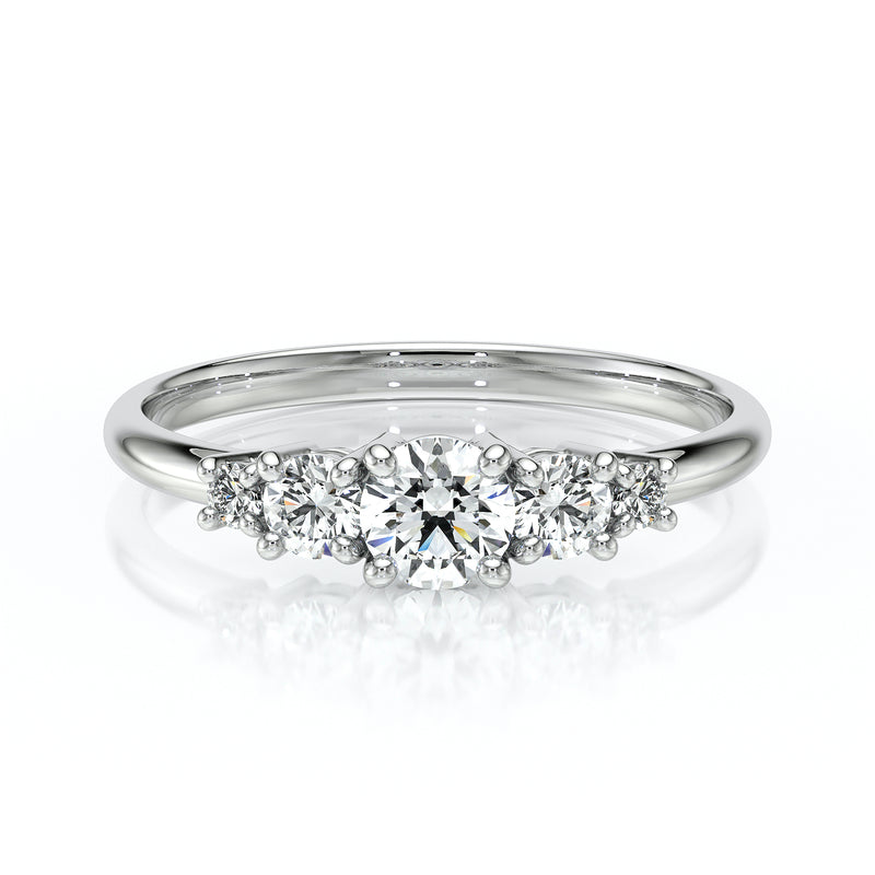 Solitaire accompagné diamant Coucher de Soleil - 7